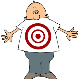 cartoon man with target on belly